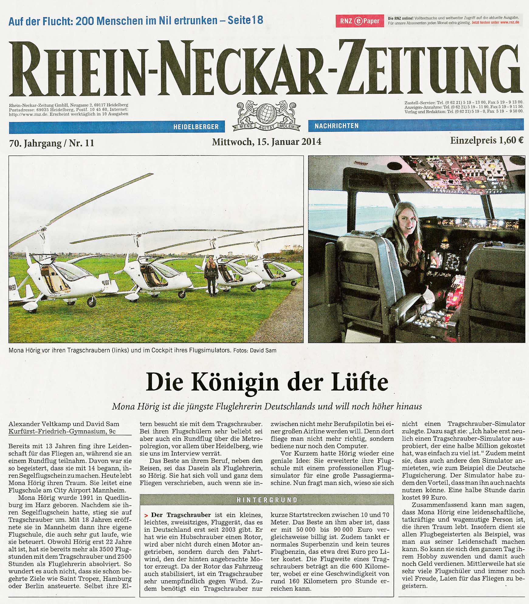 Rhein Neckar Zeitung Flugschule Mannheim